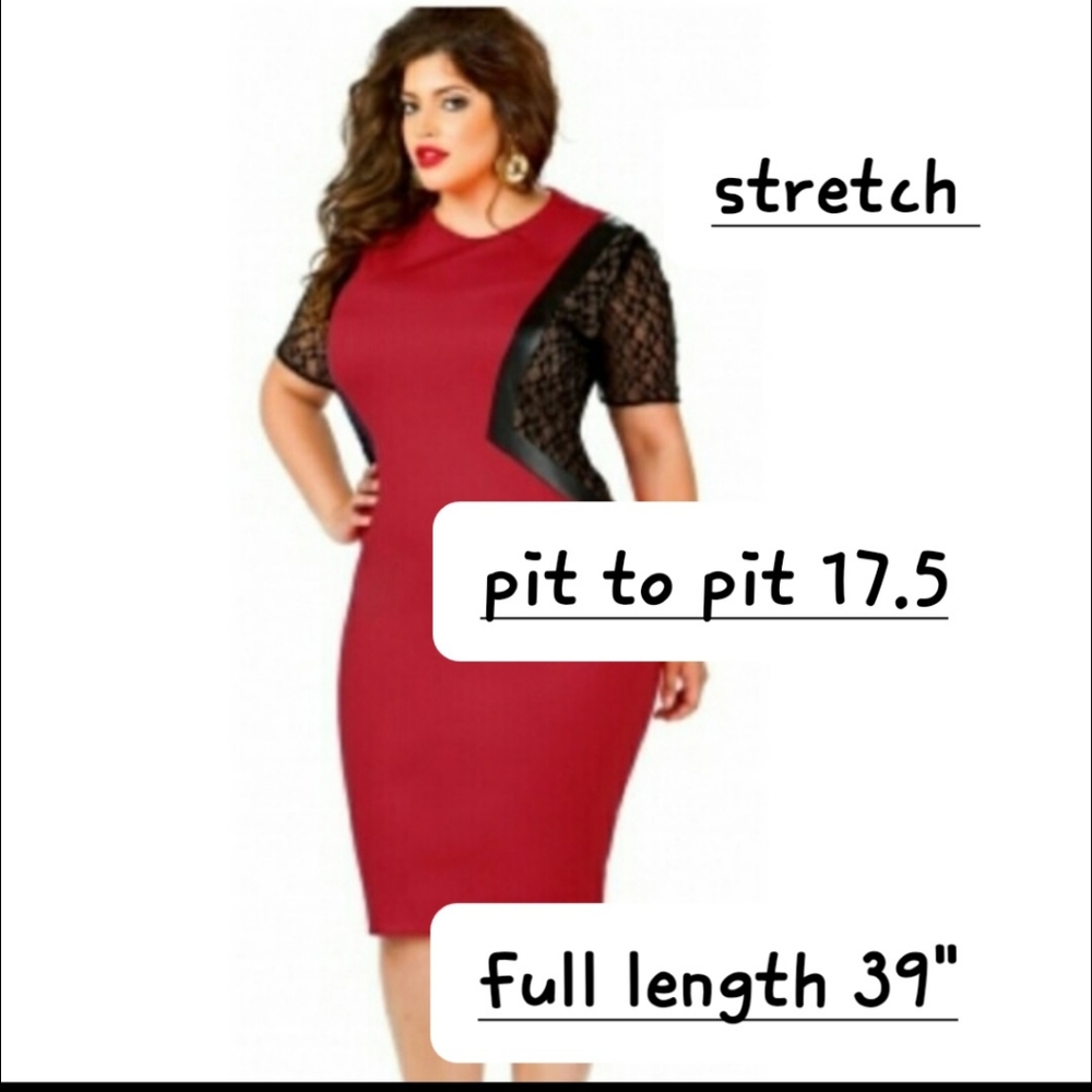 Contrast Lace Detail Red Midi Dress